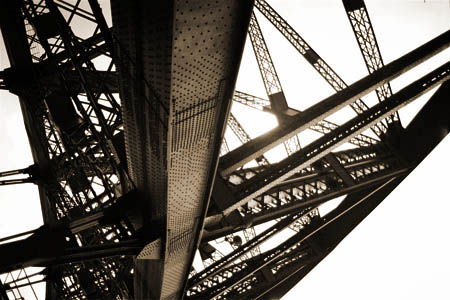 bridge steelwork sepia
